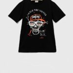 Birba&Trybeyond tricou de bumbac pentru copii culoarea negru, cu imprimeu