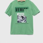 Birba&Trybeyond tricou de bumbac pentru copii culoarea verde, cu imprimeu