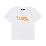 Karl Lagerfeld tricou de bumbac pentru copii culoarea alb, cu imprimeu