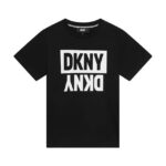 Dkny tricou de bumbac pentru copii culoarea negru, cu imprimeu
