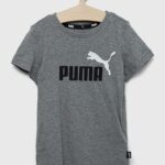 Puma tricou de bumbac pentru copii ESS+ 2 Col Logo Tee B culoarea gri, cu imprimeu