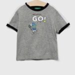 United Colors of Benetton tricou de bumbac pentru copii culoarea gri, modelator