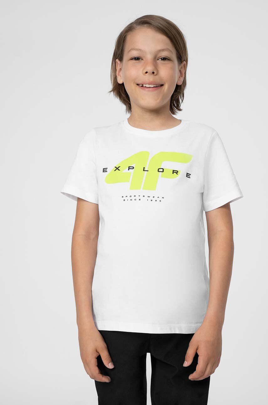 SS23-TSK0BJ-00X_F0 4F tricou de bumbac pentru copii culoarea alb, cu imprimeu - imagine 1