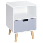 Noptiera cu Sertar stil Nordic din MDF si Lemn de Brad, 40x38x58 cm | AOSOM RO