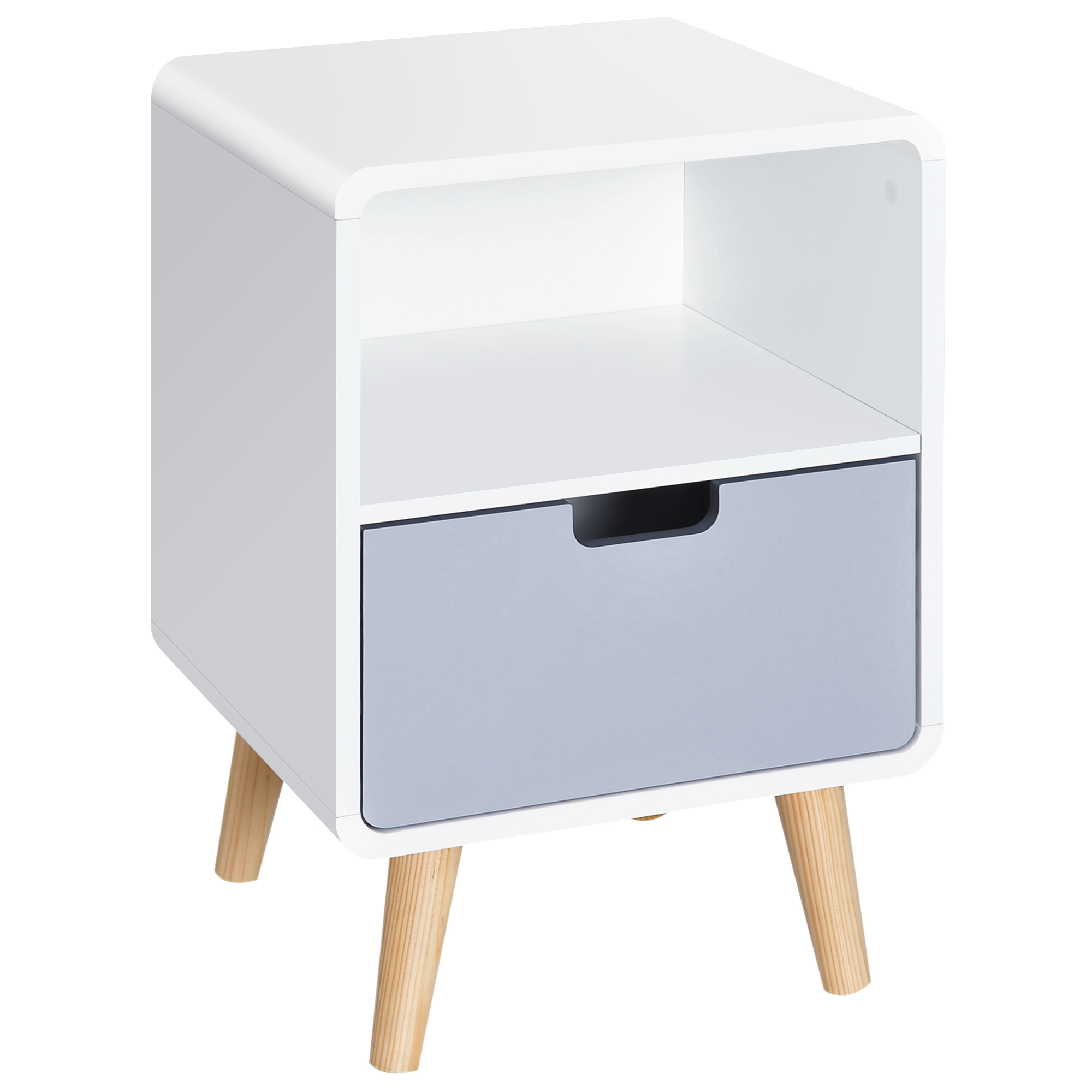 0iI98a1869cfb13f6 Noptiera cu Sertar stil Nordic din MDF si Lemn de Brad, 40x38x58 cm | AOSOM RO - imagine 1