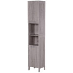 Coloana de baie Kleankin cu 2 dulapuri si 2 rafturi deschise, Dulap de baie din MDF cu suprafa??a neteda, 30x32x172,5 cm, de culoarea lemnului