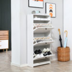 dulap pantofi, 3 compartimente, 60??24??132cm, alb | AOSOM RO