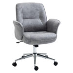 Scaun de Birou Ergonomic cu inaltime Ajustabila si Functie de Balansoar Vinsetto, Tapiterie din Microfibra, 67x69x92-102cm, Gri Deschis | Aosom RO