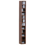 Biblioteca tip coloana cu 12 etajere, din MDF, sustine maxim 15kg 21x20x175cm, maro | Aosom RO