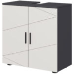Dulap sub Chiuveta, Dulap de Baie, Dulap de Depozitare pentru Chiuveta, 60 x 30 x 60 cm, Gri Deschis