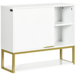 Dulap de baie de dimensiuni reduse cu 2 niveluri, montare pe perete cu rafturi deschise din MDF alb, 60x20x51 cm | AOSOM RO