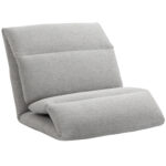 Fotoliu Relax de podea cu spatar cu 5 inclinatii, fotoliu unic din material textil si otel, 71x72x60cm, gri deschis | AOSOM RO