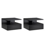 Set de 2 Noptiere Moderne Suspendate pentru Dormitor cu Sertar si Polita Superioara din Lemn 35x32x22.5cm Negru | Aosom RO