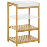 Raft de depozitare cu patru nivele , Raft de depozitare cu tava detasabila pentru baie, sufragerie, 42,8x33x70cm natural | Aosom RO