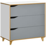 Comoda cu 3 sertare din PAL si MDF pentru dormitor si sufragerie, 75x42x75cm, gri, alb si maro | Aosom RO