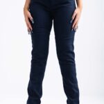 Blugi dama marimi mari din bumbac bleumarin cu model V pe buzunar 7XL (54)