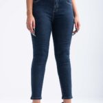 Blugi dama marimi mari bleumarin cu cusatura dubla pe buzunare 5XL (50)