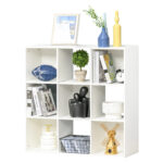 Biblioteca Alba pentru Casa si Birou, Raft cu Design Modern cu 9 Compartimente din Lemn, 91,5 x 29,5 x 91,5 cm | Aosom RO