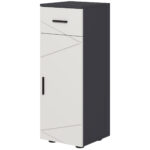 Dulap de baie din PAL cu sertar si dulap reglabil cu 2 niveluri, 30x30x82 cm, de culoare gri