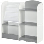Raft pentru jucarii pentru copii ZONEKIZ Mobilier dormitor din lemn, mobilier pentru sufragerie si cresa, 85x26x84cm, de culoare gri