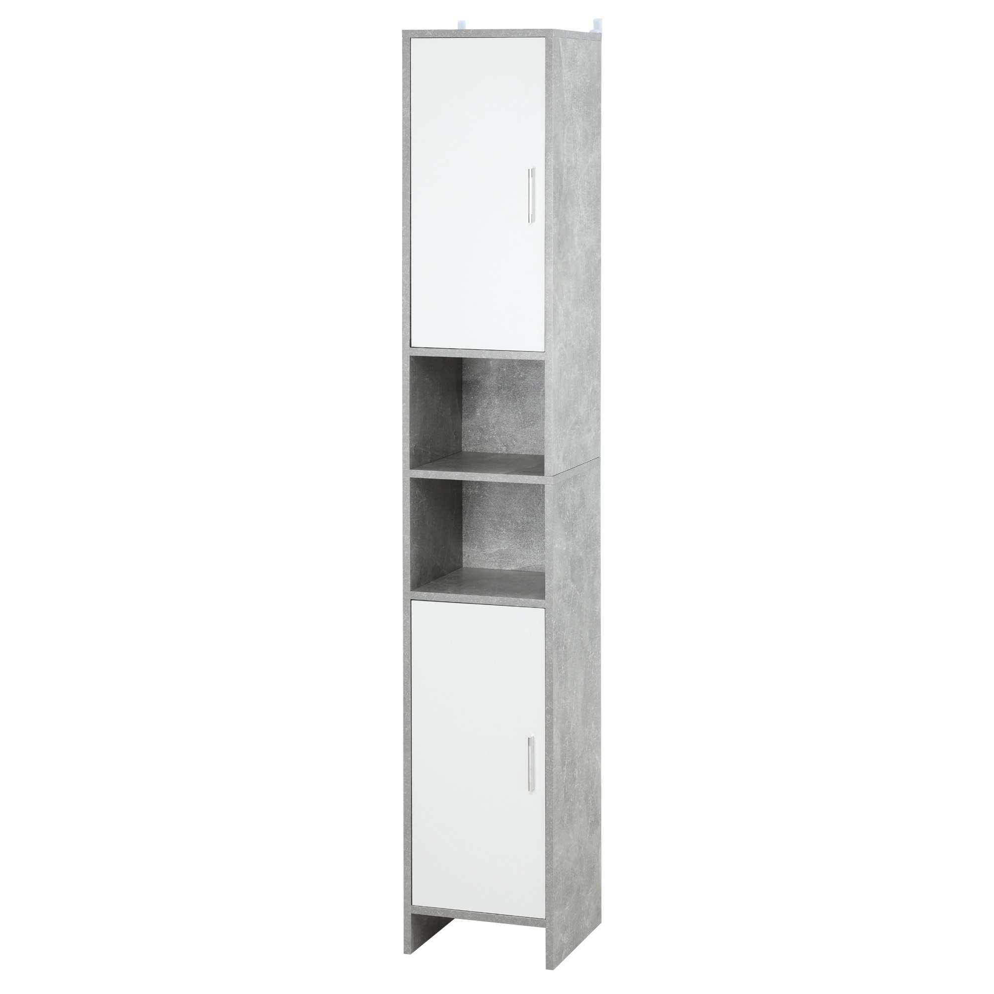 buI9a917e5ed327ef Dulap Baie cu Economisire de spatiu cu 2 Dulapioare si 2 Compartimente Deschise, din PAL, Efect Ciment, Gri-Alb 30x30x180cm | Aosom RO - imagine 1