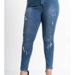 Blugi dama marimi mari albastru slim-fit XL (42)