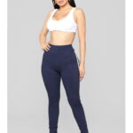 Pantaloni dama marimi mari navy din bumbac tip colant 2XL-3XL (44-46)