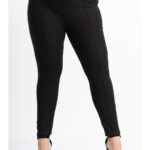 Pantaloni negri tip colanti pentru dama marimi mari cu cusatura 3XL (46)