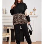 Trening Dama Marimi Mari Negru din Bumbac cu Gluga si Inserti Animal Print XL (42)