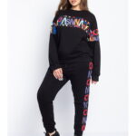Trening Dama Marimi Mari Bluza fara Fermoar sau Gluga din Bumbac Negru 3XL (46)