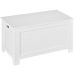 Banca de Depozitare Multifunctionala din Lemn MDF, 2 Manere si Deschidere cu Blocare de Siguranta, 81x40x46cm, Alb