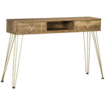 Consola din PAL si otel pentru intrare si living, raft deschis si 2 sertare, 120x29x79 cm, bronz | AOSOM RO