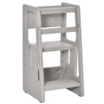 Scara pentru Copii Turn Montessorian, Inaltime Reglabila 3 Niveluri, HDPE Inodora, 47x47x90cm, Gri | AOSOM RO