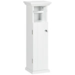 Dulapior Baie cu Suport Rola de Hartie Igienicarta si Dulapior din Lemn MDF, 21.5x17.8x66.5cm, Alb | AOSOM RO