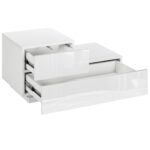 Noptiera Moderna con 16 Lumini LED RGB, Telecomanda si Doua Sertare din PAL, 70x37x38cm, Alb | Aosom RO
