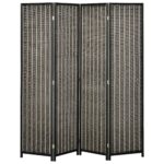 Paravan pentru spatii interioare, separeu pliabil cu 4 panouri, din lemn si bambus, 180x180x1.9cm, negru si maro | AOSOM RO