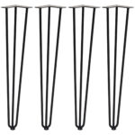 Picioare pentru Mese Set 4 Bucati din Otel cu Suprafata Pre-gaurita si 20 Suruburi Incluse, 12x12x71 cm, Negru