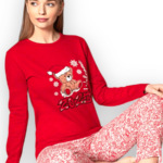 Pijama vatuita cu imprimeu de Craciun