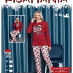 Pijama vatuita cu imprimeu "Merry Christmas& Happy New Year", rosie