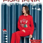 Pijama vatuita cu imprimeu "Merry Christmas", rosie