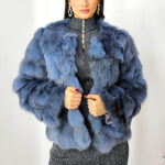 Blana naturala de vulpe Sidonia, cu prindere pe interior, Gri petrol, Marime S/M/L