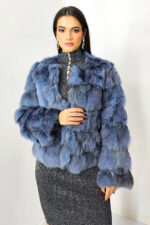 Blana naturala de vulpe Sidonia, cu prindere pe interior, Gri petrol, Marime S/M/L - imagine 2