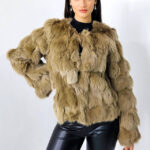 Blana naturala de vulpe Sidonia, cu prindere pe interior, Maro, Marime S/M/L