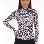 Bluza cropped Bella, pe gat, Animal-print