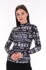 Bluza cropped Bella, pe gat, Drama - imagine 2