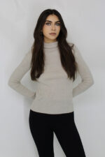 Bluza Olive cu guler rulat, Alb prafuit, Marime universala S/M