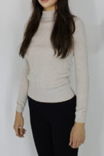 Bluza Olive cu guler rulat, Alb prafuit, Marime universala S/M - imagine 2