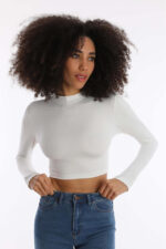 Bluza scurta Loret, cu model pe spate, Alb - imagine 2