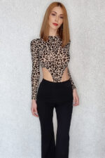 Body animal print Naomi cu maneca lunga