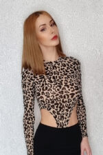 Body animal print Naomi cu maneca lunga - imagine 2
